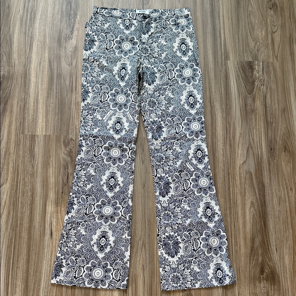 Moschino Jeans Donna Womens Pants US 6 Excellent Navy Blue White Floral